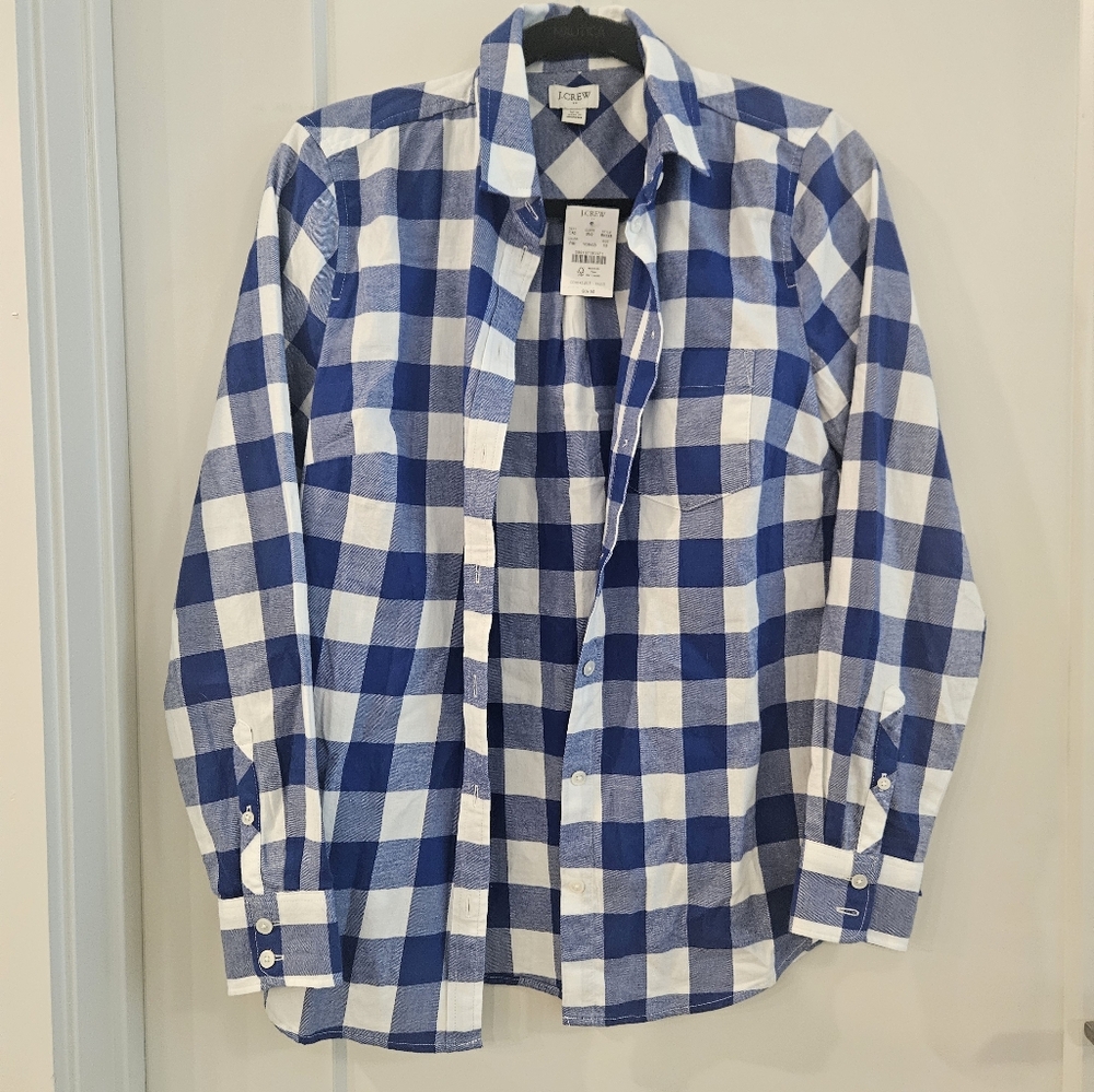 J. Crew Navy and White Plaid Men's Shirt